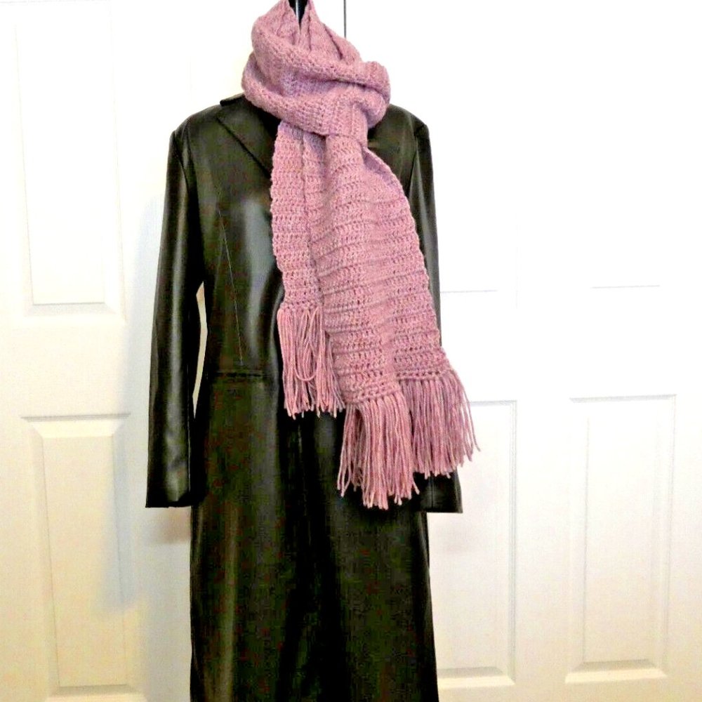 Winter Lavender Scarf 88 x 8 Long & Wide Warm Handmade Crochet Knit Muffler Wrap